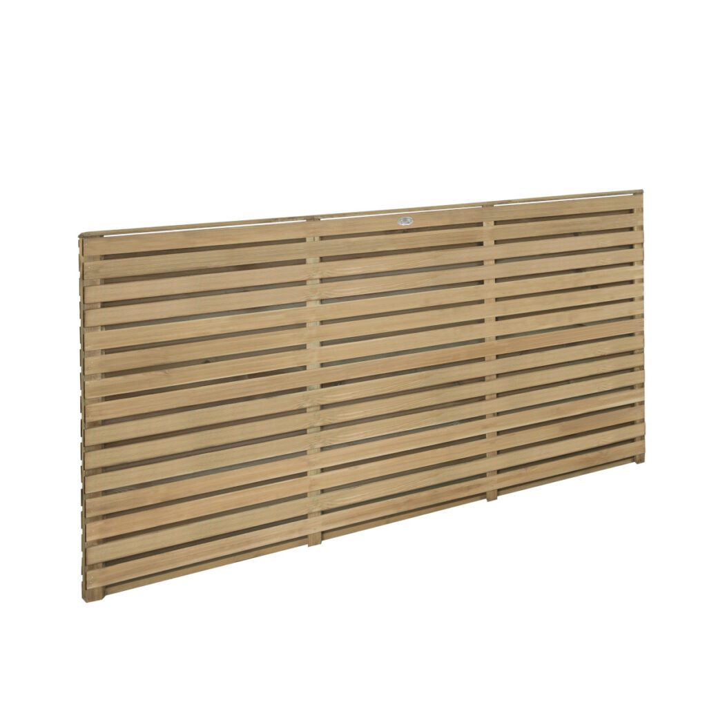 Forest Garden 1.8m x 0.9m Pressure Treated Contemporary Double Slatted Fence Panel 5013053175286 2